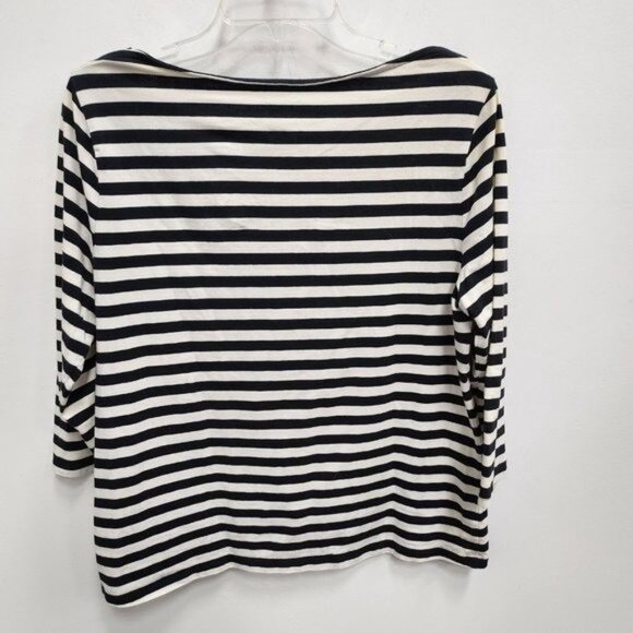 A New Day Womens Top Size XXL Black White Striped Sequined Palm Trees 3/4 Sleeve - Picture 5 of 5